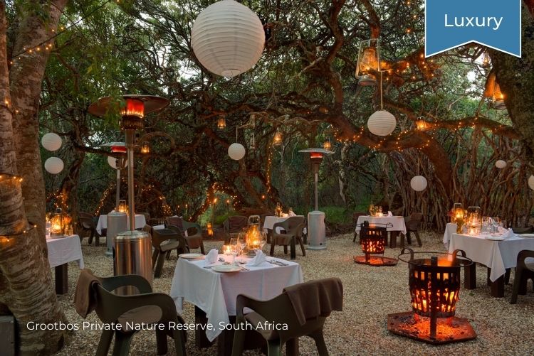 Grootbos Private Reserve dining Garden Route to Kruger 09Mar23
