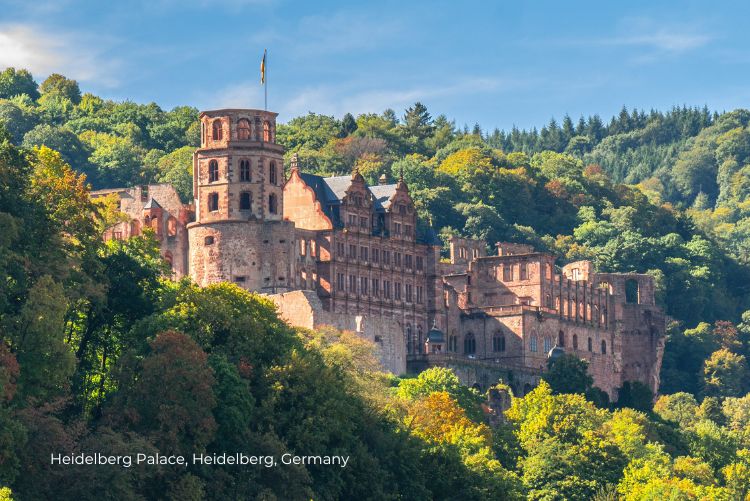 7 night Frankfurt and the Black Forest rail adventure Heidelberg, Palace Germany sunset 30th November 2023